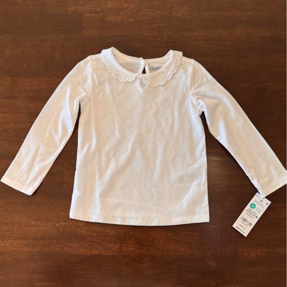 OshKosh B'gosh Scalloped White Long Sleeve Tee